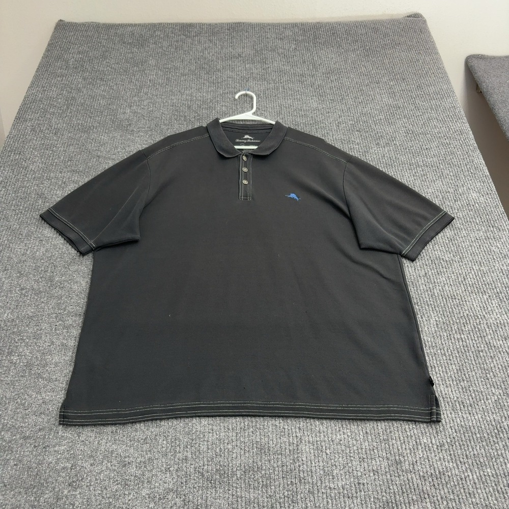 Tommy Bahama Polo Shirt Mens 2XL Black Supima Cotton Short Sleeve Casual Island